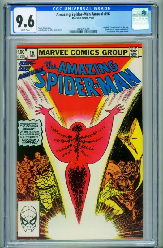Amazing Spider-Man Annual #16 (Marvel Comics, 1982), CGC 9.6 graded comic book, Universal Blue label — front cover in its holder