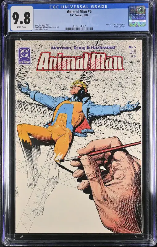 Animal Man #5 (DC Comics, 1988), CGC 9.8 graded comic book, Universal Blue label — front cover in its holder