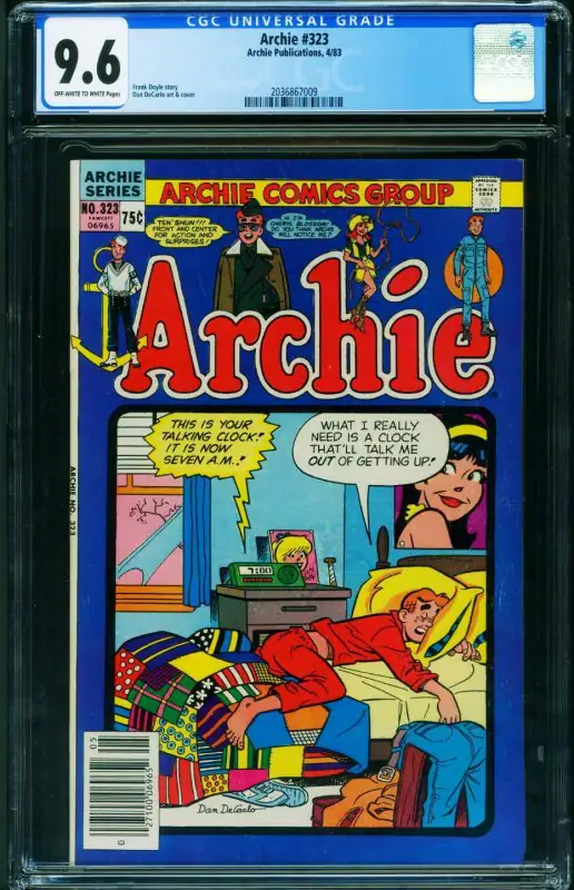 Archie #323 (Archie Comics, 1983), CGC 9.6 graded comic book, Universal Blue label — front cover in its holder