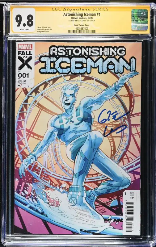 Astonishing Iceman #1 (Marvel Comics, 2023), CGC 9.8 graded comic book, Signature Series label — front cover in its holder
