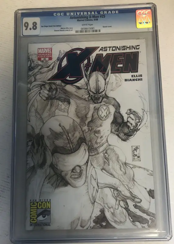 Astonishing X-Men #25 (Marvel Comics, 2008), CGC 9.8 graded comic book, Universal Blue label — front cover in its holder
