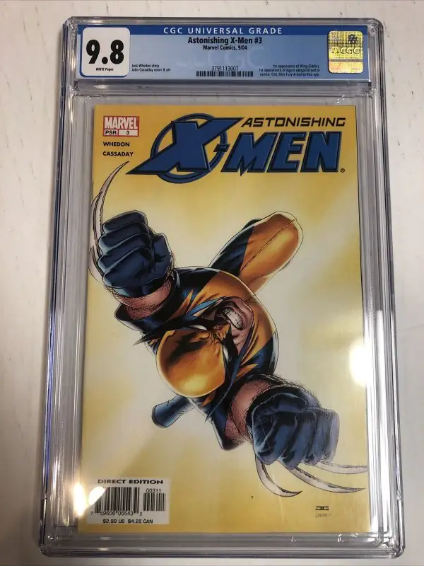 Astonishing X-Men #3 (Marvel Comics, 2004), CGC 9.8 graded comic book, Universal Blue label — front cover in its holder