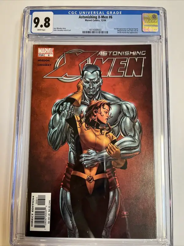 Astonishing X-Men #6 (Marvel Comics, 2004), CGC 9.8 graded comic book, Universal Blue label — front cover in its holder