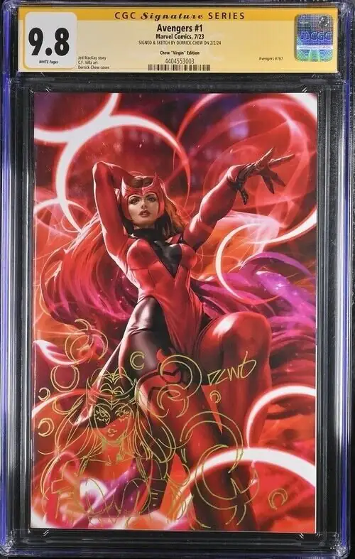 Avengers #1 (Marvel Comics, 2023), CGC 9.8 graded comic book, Signature Series label — front cover in its holder