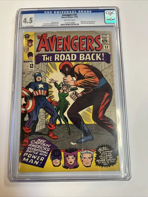 Avengers #22 (Marvel Comics, 1965), CGC 4.5 graded comic book, Universal Blue label — front cover in its holder