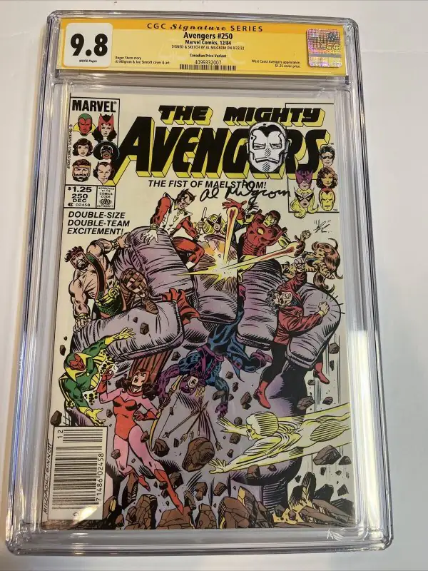 AVengers #250 (Marvel Comics, 1984), CGC 9.8 graded comic book, Signature Series label — front cover in its holder