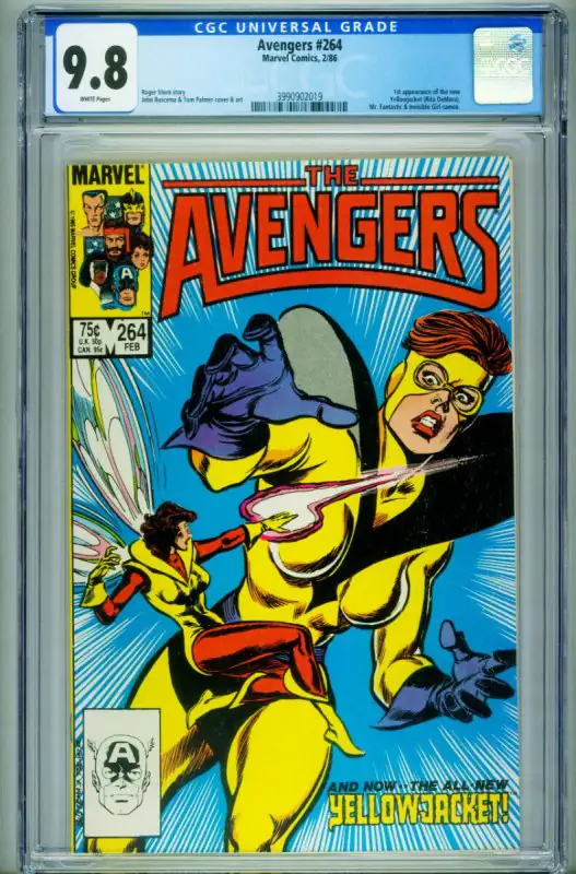 Avengers #264 (Marvel Comics, 1986), CGC 9.8 graded comic book, Universal Blue label — front cover in its holder