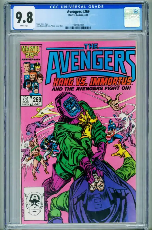 Avengers #269 (Marvel Comics, 1986), CGC 9.8 graded comic book, Universal Blue label — front cover in its holder