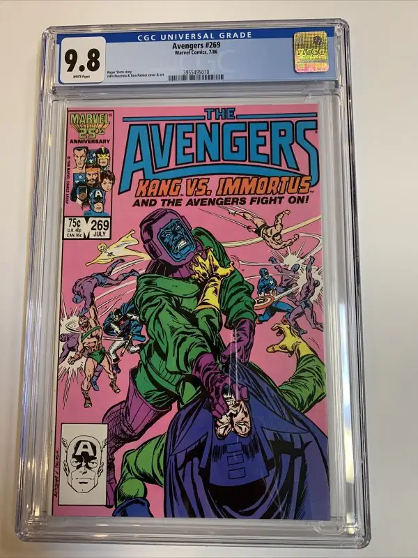 Avengers #269 (Marvel Comics, 1986), CGC 9.8 graded comic book, Universal Blue label — front cover in its holder
