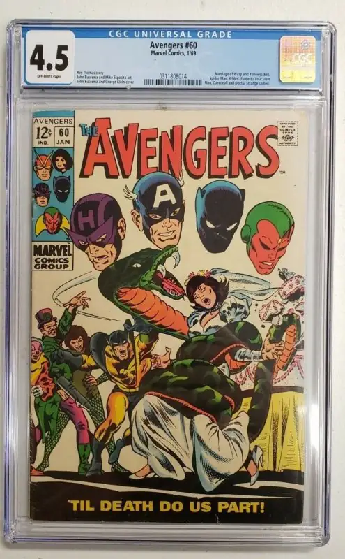 Avengers #60 (Marvel Comics, 1969), CGC 4.5 graded comic book, Universal Blue label — front cover in its holder