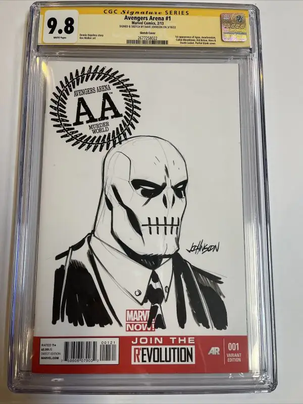 Avengers Arena #1 (Marvel Comics, 2013), CGC 9.8 graded comic book, Signature Series label — front cover in its holder