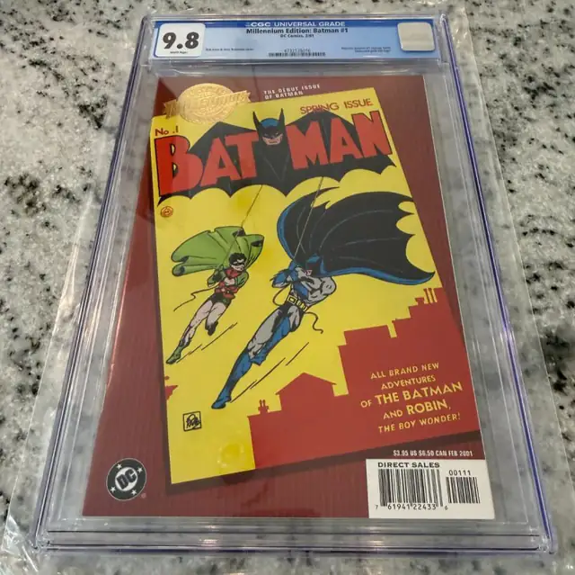 Batman #1 (DC Comics, 2001), CGC 9.8 graded comic book, Universal Blue label — front cover in its holder