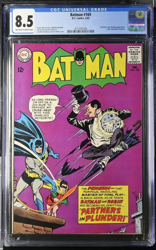 Batman #169 (DC Comics, 1965), CGC 8.5 graded comic book, Universal Blue label — front cover in its holder