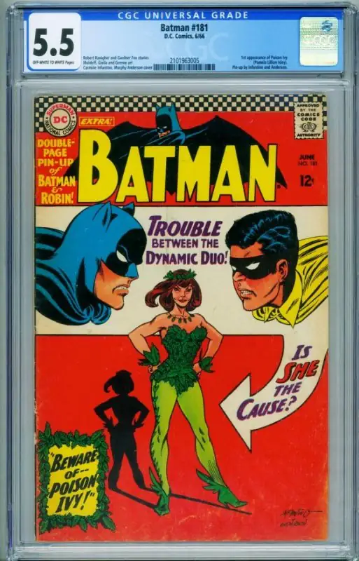 Batman #181 (DC Comics, 1966), CGC 5.5 graded comic book, Universal Blue label — front cover in its holder