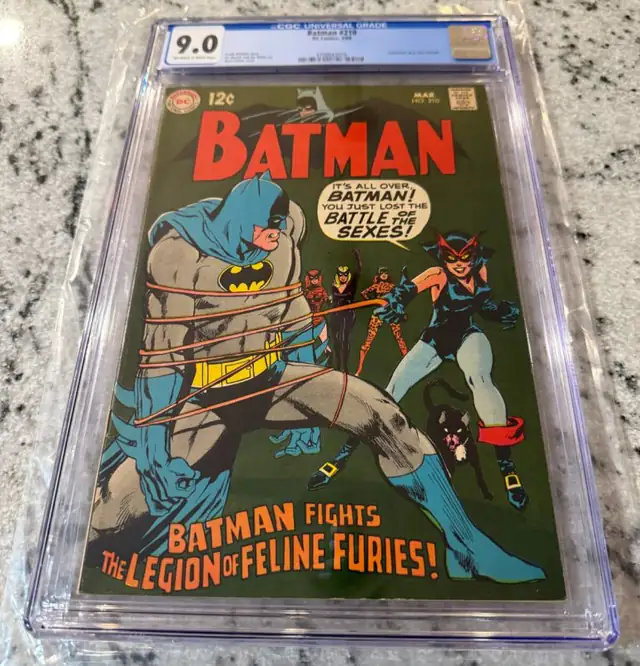 Batman #210 (DC Comics, 1969), CGC 9.0 graded comic book, Universal Blue label — front cover in its holder