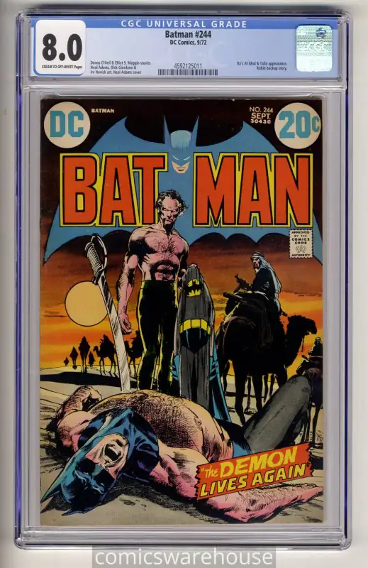 Batman #244 (DC Comics, 1972), CGC 8.0 graded comic book, Universal Blue label — front cover in its holder