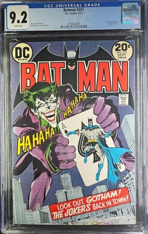 Batman #251 (DC Comics, 1973), CGC 9.2 graded comic book, Universal Blue label — front cover in its holder