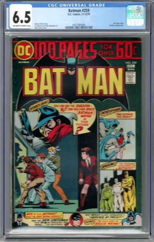 Batman #259 (DC Comics, 1974), CGC 6.5 graded comic book, Universal Blue label — front cover in its holder