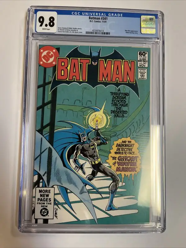 Batman #341 (DC Comics, 1981), CGC 9.8 graded comic book, Universal Blue label — front cover in its holder