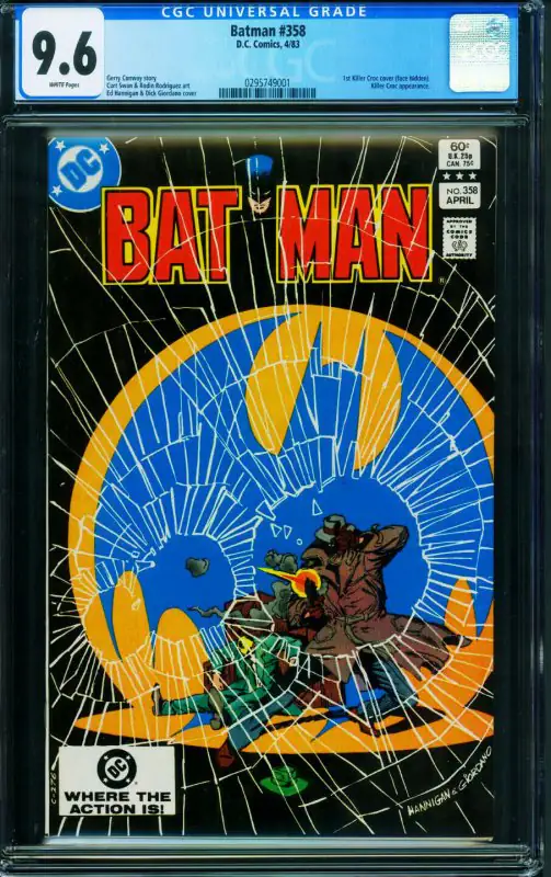 Batman #358 (DC Comics, 1983), CGC 9.6 graded comic book, Universal Blue label — front cover in its holder