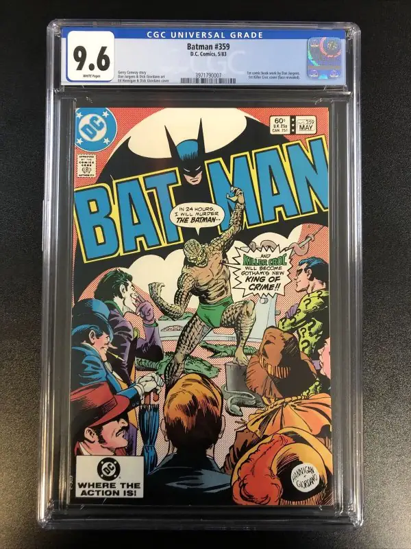 Batman #359 (DC Comics, 1983), CGC 9.6 graded comic book, Universal Blue label — front cover in its holder