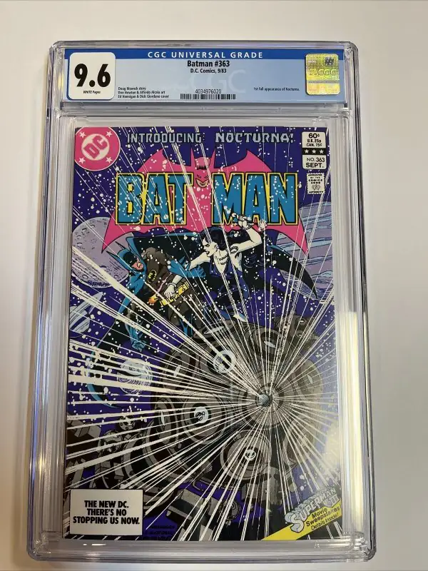Batman #363 (DC Comics, 1983), CGC 9.6 graded comic book, Universal Blue label — front cover in its holder