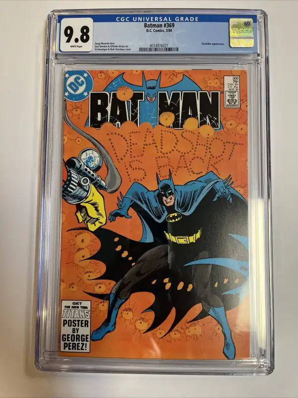 Batman #369 (DC Comics, 1984), CGC 9.8 graded comic book, Universal Blue label — front cover in its holder