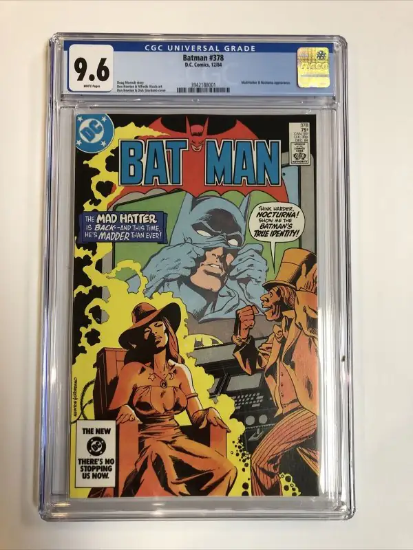 Batman #378 (DC Comics, 1984), CGC 9.6 graded comic book, Universal Blue label — front cover in its holder