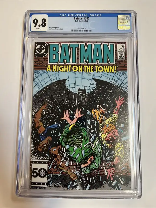Batman #392 (DC Comics, 1986), CGC 9.8 graded comic book, Universal Blue label — front cover in its holder