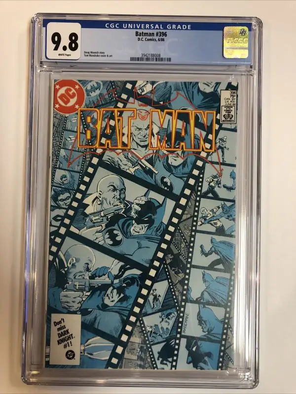 Batman #396 (DC Comics, 1986), CGC 9.8 graded comic book, Universal Blue label — front cover in its holder