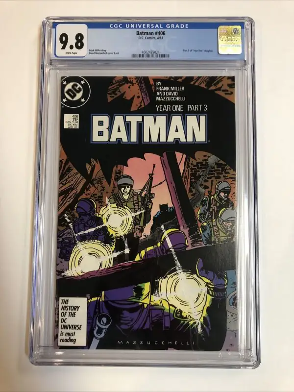Batman #406 (DC Comics, 1987), CGC 9.8 graded comic book, Universal Blue label — front cover in its holder