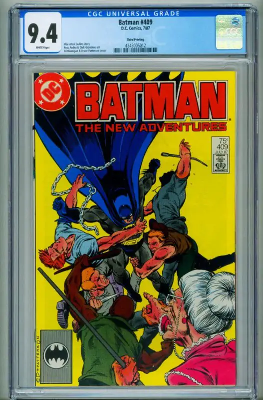 Batman #409 (DC Comics, 1987), CGC 9.4 graded comic book, Universal Blue label — front cover in its holder