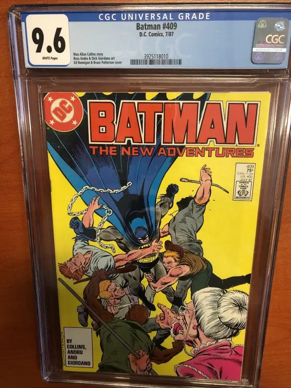 Batman #409 (DC Comics, 1987), CGC 9.6 graded comic book, Universal Blue label — front cover in its holder