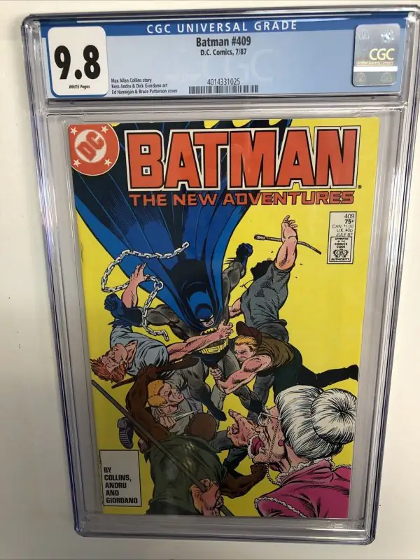 Batman #409 (DC Comics, 1987), CGC 9.8 graded comic book, Universal Blue label — front cover in its holder