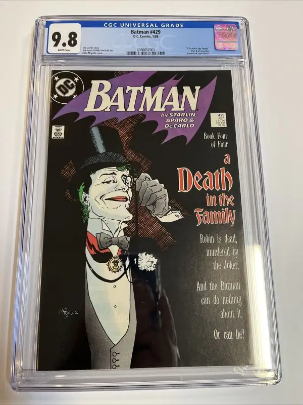 Batman #429 (DC Comics, 1989), CGC 9.8 graded comic book, Universal Blue label — front cover in its holder