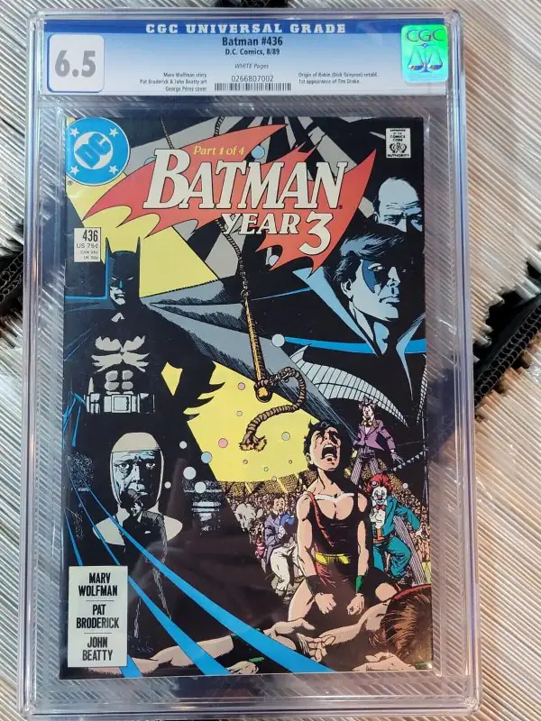 Batman #436 (DC Comics, 1989), CGC 6.5 graded comic book, Universal Blue label — front cover in its holder
