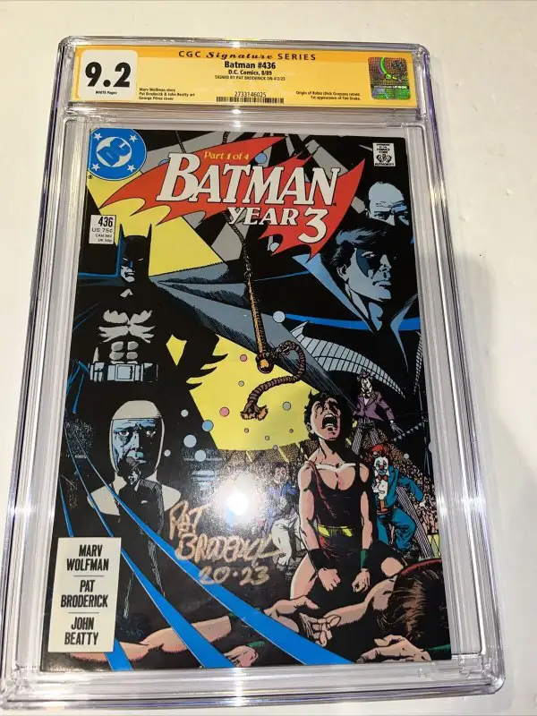 Batman #436 (DC Comics, 1989), CGC 9.2 graded comic book, Signature Series label — front cover in its holder