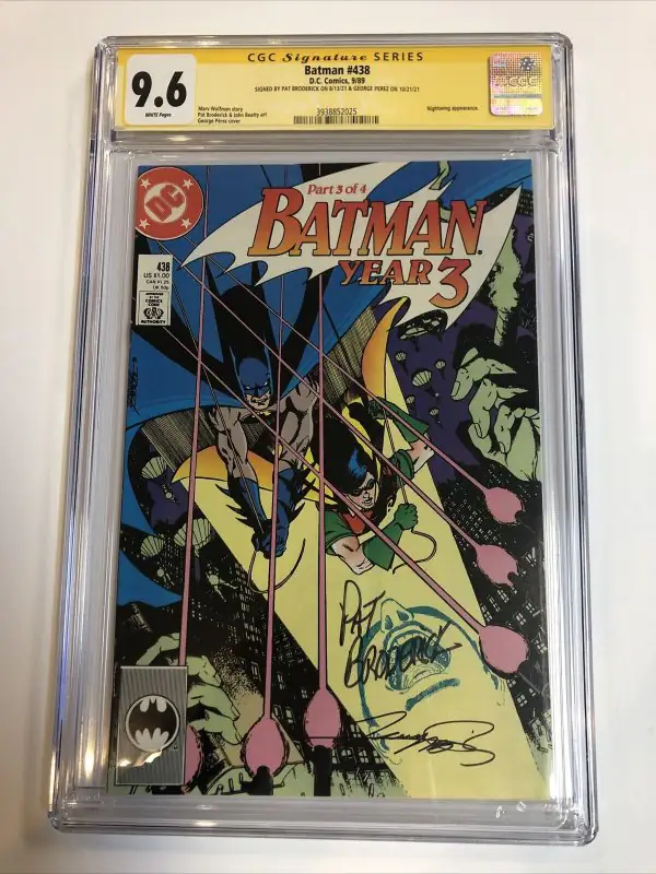 Batman #438 (DC Comics, 1989), CGC 9.6 graded comic book, Signature Series label — front cover in its holder