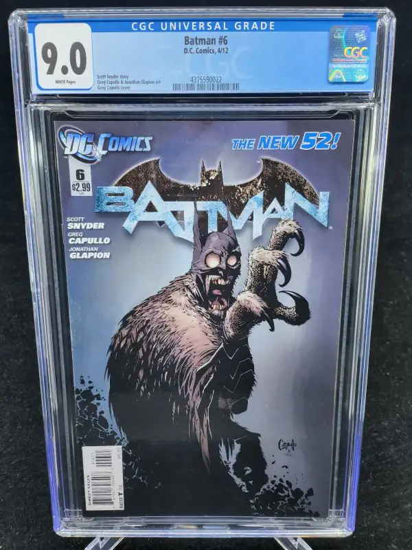 Batman #6 (DC Comics, 2012), CGC 9.0 graded comic book, Universal Blue label — front cover in its holder