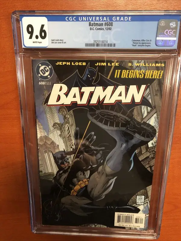 Batman #608 (DC Comics, 2002), CGC 9.6 graded comic book, Universal Blue label — front cover in its holder