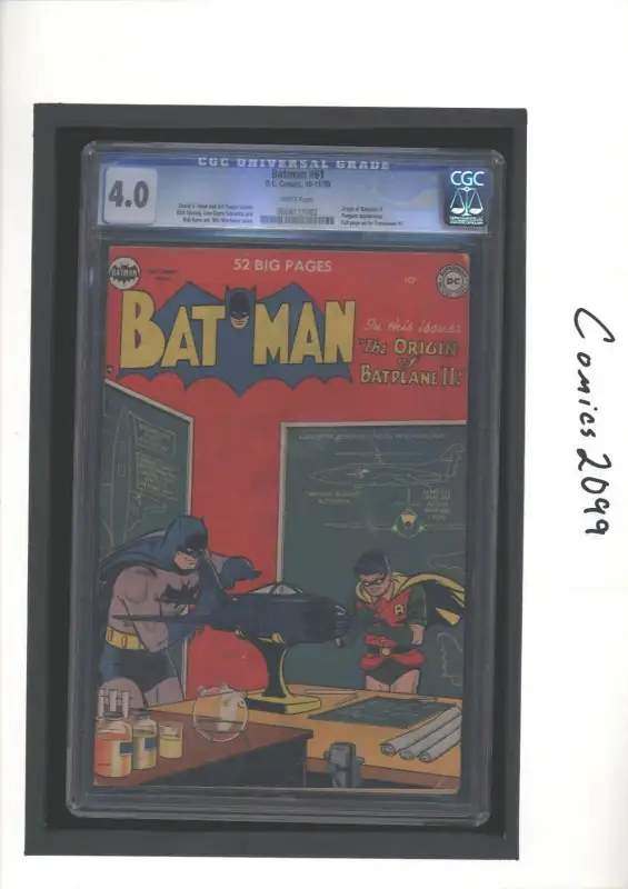Batman #61 (DC Comics, 1950), CGC 4.0 graded comic book, Universal Blue label — front cover in its holder