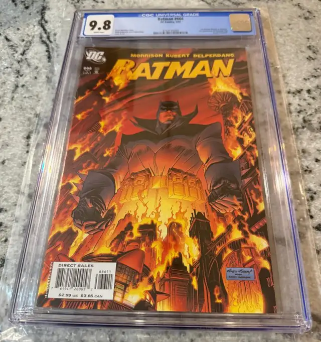 Batman #666 (DC Comics, 2007), CGC 9.8 graded comic book, Universal Blue label — front cover in its holder