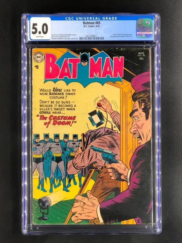 Batman #85 (DC Comics, 1954), CGC 5.0 graded comic book, Universal Blue label — front cover in its holder