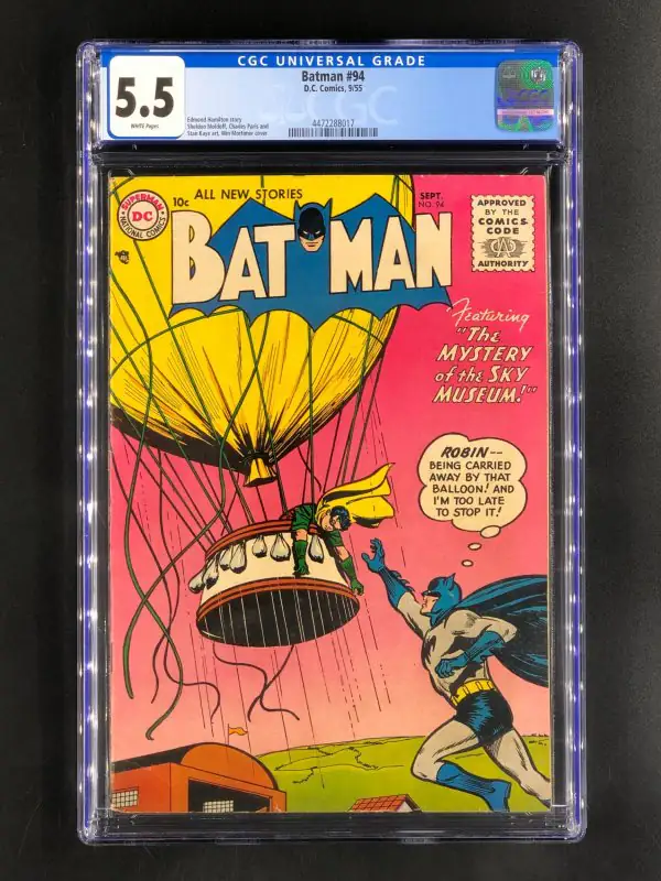 Batman #94 (DC Comics, 1955), CGC 5.5 graded comic book, Universal Blue label — front cover in its holder