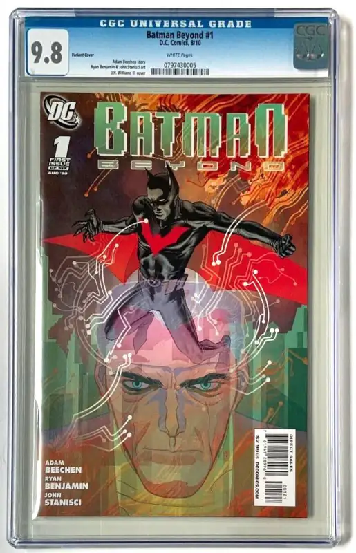 Batman Beyond #1 (DC Comics, 2010), CGC 9.8 graded comic book, Universal Blue label — front cover in its holder
