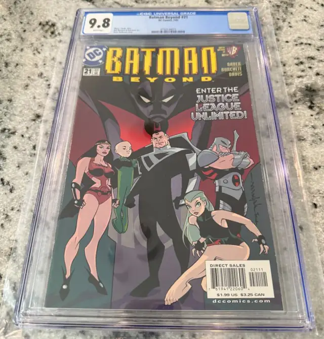 Batman Beyond #21 (DC Comics, 2001), CGC 9.8 graded comic book, Universal Blue label — front cover in its holder