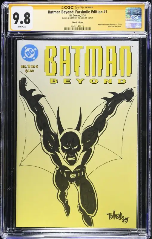Batman Beyond Facsimile Edition #1 (DC Comics, 2024), CGC 9.8 graded comic book, Signature Series label — front cover in its holder