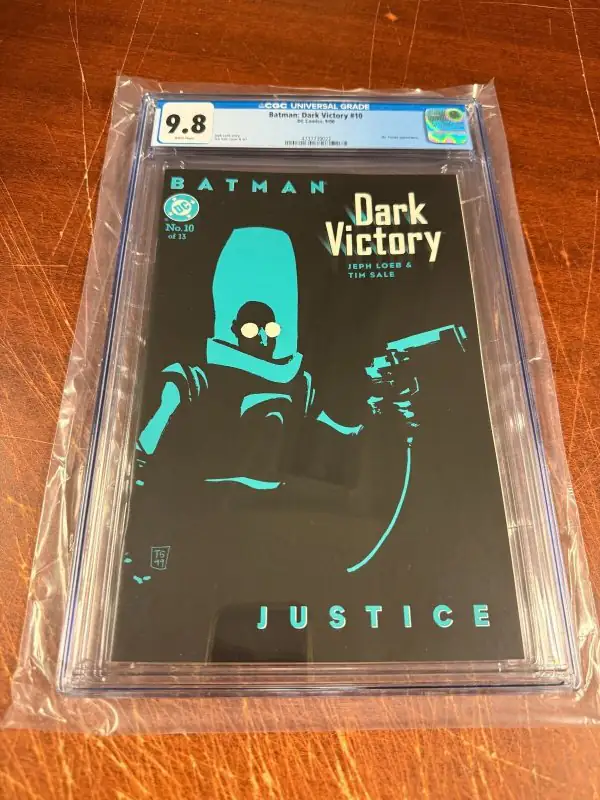 Batman Dark Victory #10 (DC Comics, 2000), CGC 9.8 graded comic book, Universal Blue label — front cover in its holder