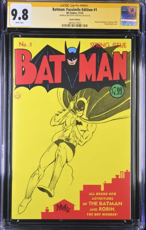 Batman: Facsimile Edition #1 (DC Comics, 2023), CGC 9.8 graded comic book, Signature Series label — front cover in its holder