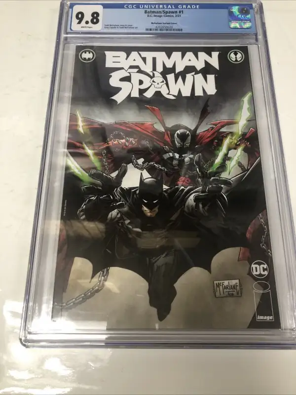Batman/Spawn #1 (Image Comics, 2023), CGC 9.8 graded comic book, Universal Blue label — front cover in its holder
